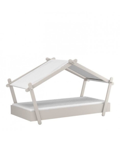 LODGE Lit cabane enfant - Mdf  - Gris - Sommier inclus - 90x200 cm