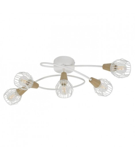 COREP Plafonnier 5 lumieres en métal Tyron - H 18,50 cm - 40 W - Blanc