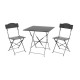 Set bistrot 2 personnes - Table 70x70 cm + 2 chaises - Acier  thermolaqué - Gris - HIENO