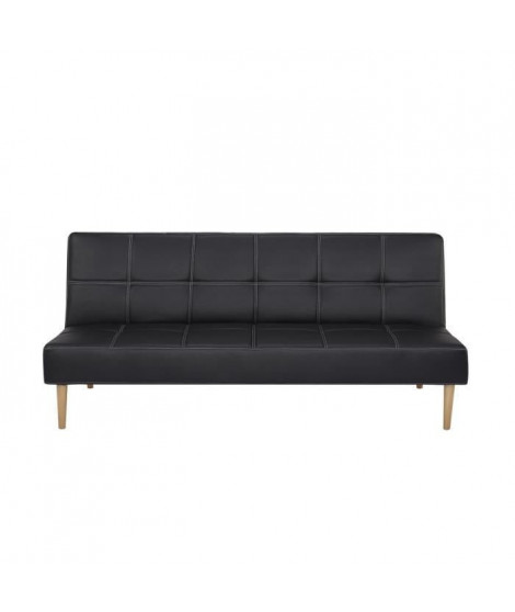 JENNY Clic clac - Simili Noir - Pieds bois naturel - L 178 x P 89 x H 78 cm