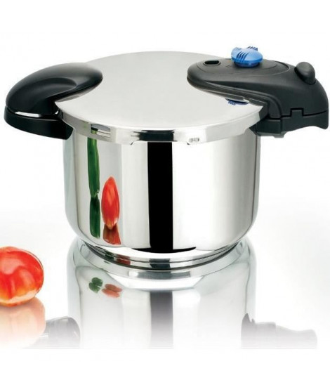 KITCHEN MOVE - ASO24-BL - Cocotte minute a baionnette 8L - Cuve INOX - Diametre 24 cm avec panier cuisson vapeur