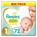 PAMPERS Premium Protection New Baby Taille 1, 2-5 kg - 72 Couches - Jumbo Pack