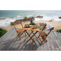 Ensemble repas de jardin ou de balcon 2 places - 1 table et 2 chaises pliables - Bois acacia