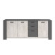 LOFT Enfilade 3 portes et 3 tiroirs - Décor gris - L 220 x P 52 x H 86,5 cm