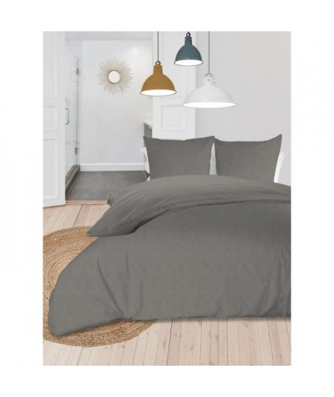 SOLEIL d'OCRE Parure de couette Boheme - Microfibre lavée - 240 x 260 cm - Gris