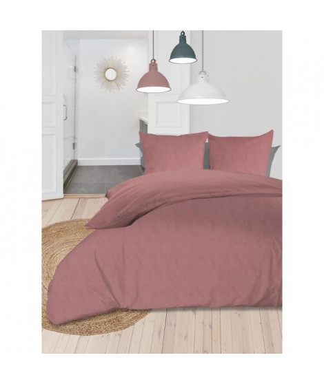 SOLEIL d'OCRE Parure de couette Boheme - Microfibre lavée - 240 x 260 cm - Vieux rose