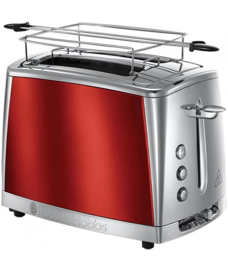 Russell Hobbs 23220-56 Grille-Pain, Toaster Luna, Cuisson Rapide, Contrôle Brunissage, Réchauffe Viennoiserie Inclus - Rouge