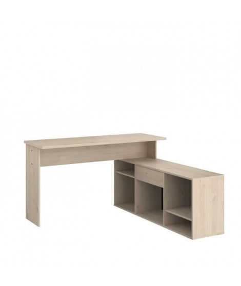 Bureau modulable a volonté contemporain - Décor chene et noir - L 137 / 238 cm - WORKS