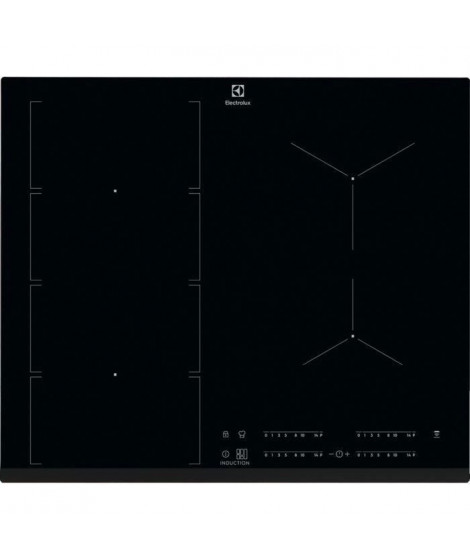 ELECTROLUX EIV654 FLEX- Table de Cuisson Induction - 4 foyers - 4 boosters - 7350W - L60 x P52 x H44cm - Revetement verre - Noir