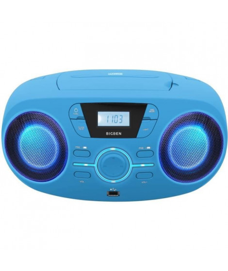 BIGBEN CD61BLUSB Lecteur Radio Cd Portable Usb Bleu + Speakers Lumineux