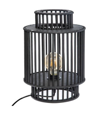 Lampe en bambou - E27 - 40 W - H. 35 cm - Noir