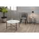KEVIN Table de salon - Verre marbré blanc et noir - Ø 84 x H 43 cm
