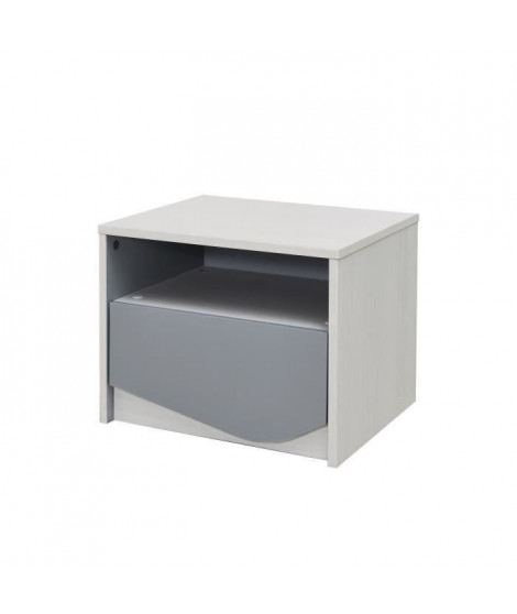 IGLOO Table de chevet enfant - 1 Tiroir - Décor Chene Clair/Gris - L45,5 x P35 x H35 cm