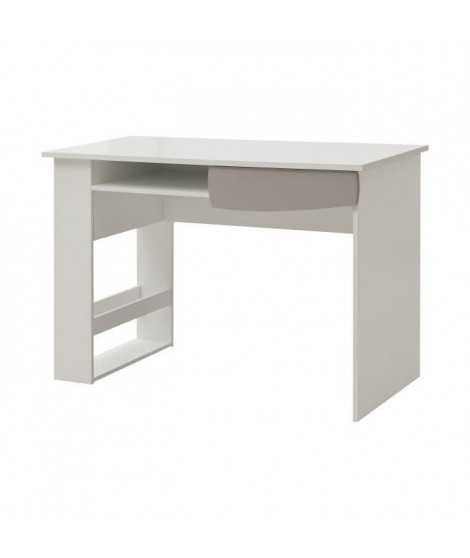 FREEZY Bureau enfant - 1 tiroir et niches - Mdf - Blanc/Gris - L115 xP55x H78cm