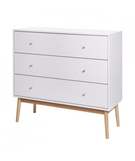 HOKKAIDO Commode 3 tiroirs - Blanc - L 101 x P 42 x H 92 cm