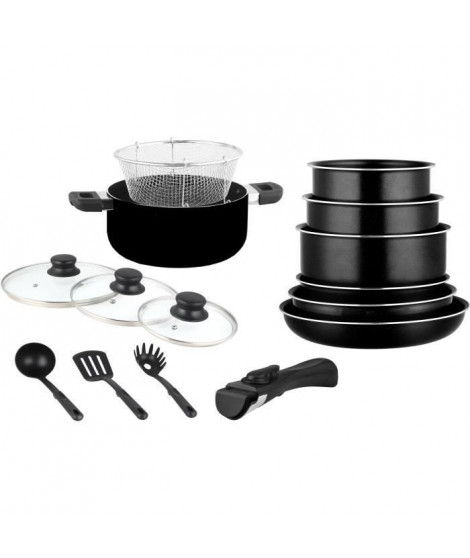 FAGOR FG1400 Batterie de cuisine 15 pieces - Noir - Tous feux dont induction