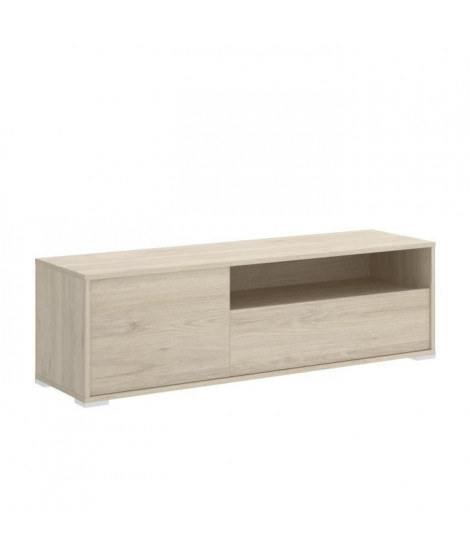 Meuble TV - Décor chene naturel - L 130 x P 41 x H 40 cm - OSLO