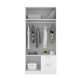 Armoire 2 portes + 2 tiroirs - Décor blanc - L 100 x P 52 x H 215cm - MAXI