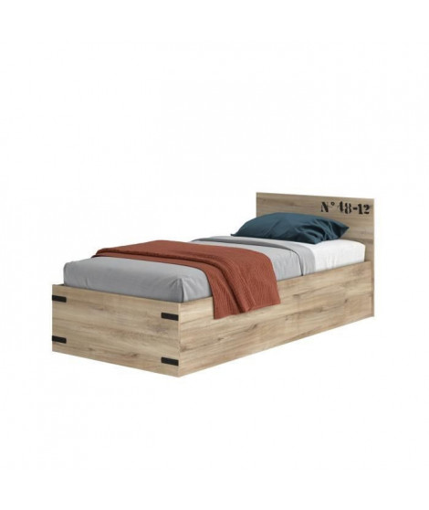 Lit coffre enfant - Décor Chene Kronberg - Sommier inclus - 90x200 cm - CARGO