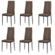 ROKA Lot de 6 chaises - Tissu Chocolat - L 42 x P 54,3 x H 95,2 cm