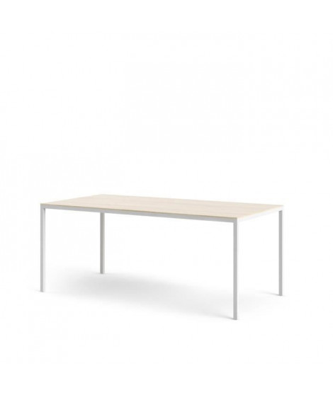 Table a manger 8 a 10 personnes 180x90 - Décor chene et blanc - FAMILY