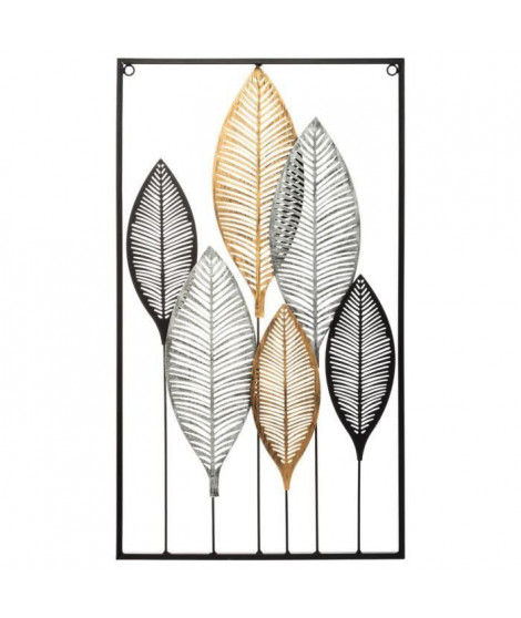 Déco murale en métal feuilles - 37 x 65 cm - Multicouleur