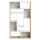 SEOUL Bibliotheque - Décor chene et blanc - L 91 x P 33x H 163 cm