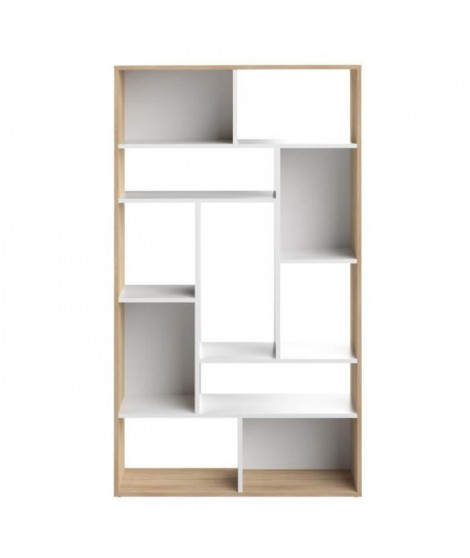 SEOUL Bibliotheque - Décor chene et blanc - L 91 x P 33x H 163 cm