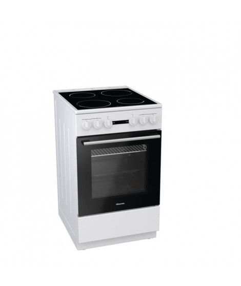 Hisense HE51011AW - Cuisiniere table vitrocéramique-4 foyers - Four électrique-68L- Classe énergétique A - L50XH85 - Blanc