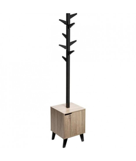 Porte manteaux sur pied en bois naturel - Noir