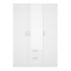 Armoire 3 portes + miroir + 2 tiroirs - Blanc - L 150 x P 52 x H 215cm - MAXI