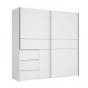 Armoire 2 portes coulissantes 3 tiroirs - Blanc - L 200,1 x P 61,2 x H 200,5 cm - WINN2
