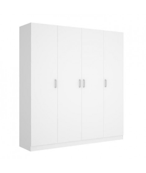 Armoire 4 portes - Blanc - L 200 x P 52 x H 215cm - MAXI