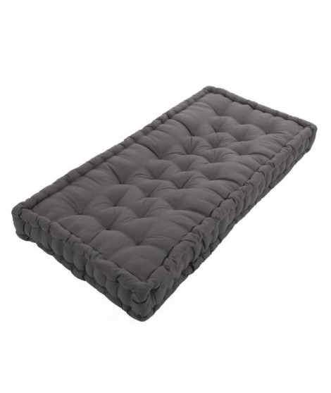 COTTON WOOD Coussin de palette 100 % Coton uni - 60x120x10 cm - Gris anthracite