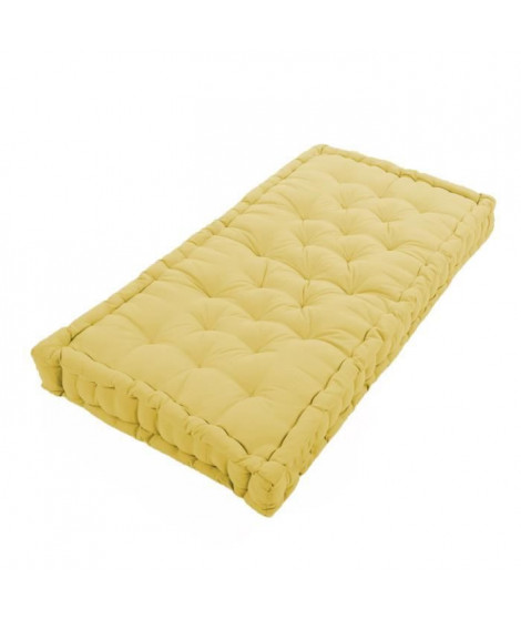 COTTON WOOD Coussin de palette 100 % Coton uni - 60x120x10 cm - Jaune moutarde