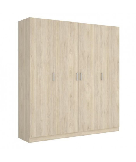 Armoire 4 portes - Décor chene - L 200 x P 52 x H 215cm - MAXI