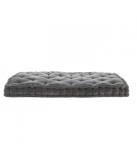 COTTON WOOD Coussin de palette - 60 x 120 x 10 cm - Velours Gris anthracite