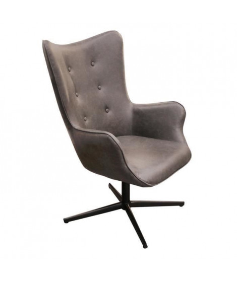 Fauteuil Simili Gris - L 74 x P 71,5 x H 107 - HELSINKI