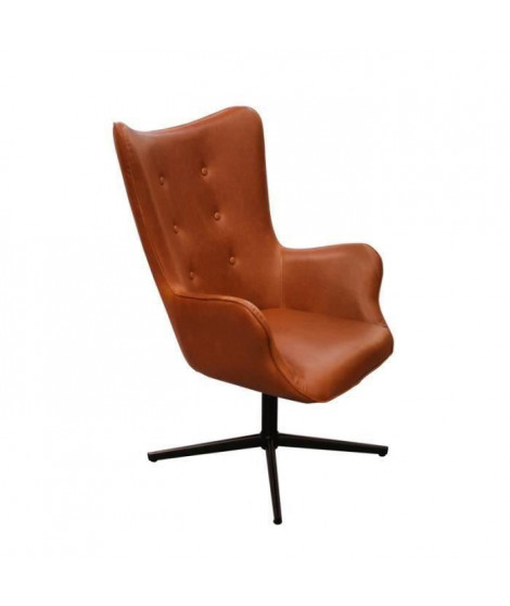 Fauteuil Simili Marron - L 74 x P 71,5 x H 107 cm - HELSINKI