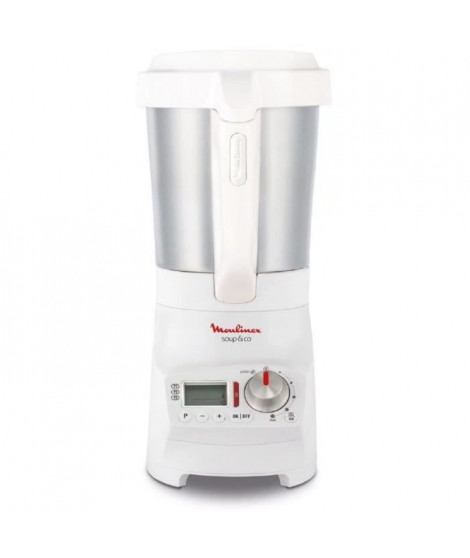 MOULINEX 90A110 - Blender Chauffant Soup&Co 2L - 1100W - 3 programmes - 5 présélections - Température maximale 100° - Blanc