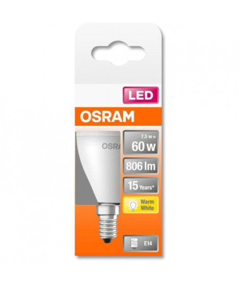 OSRAM Ampoule LED Sphérique dépolie avec radiateur 8W équivalent 60W E14 - Blanc chaud