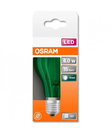 OSRAM Ampoule LED Standard verre vert déco - 4W équivalent 15 E27 - Blanc chaud