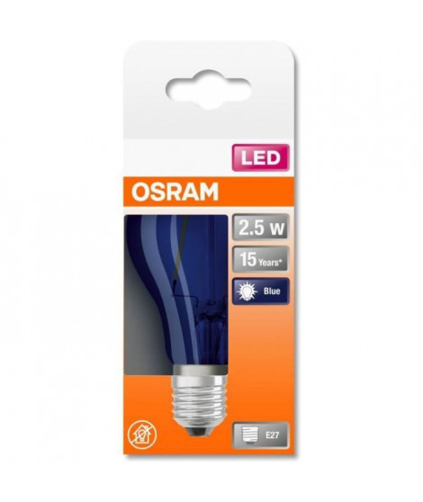 OSRAM Ampoule LED Standard verre bleu déco - 2,5W équivalent 15 E27 - Blanc chaud