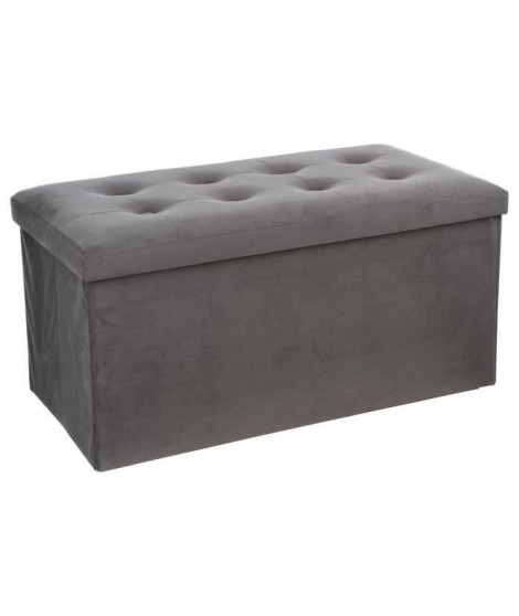 Pouf pliable double Lysandre en velours - Gris - L 75,7 x P 37,5 x H 38 cm