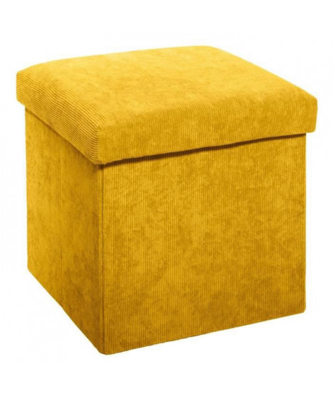 Pouf pliable Côtelé en velours - Ocre - L 38 x P 38 x H 38 cm