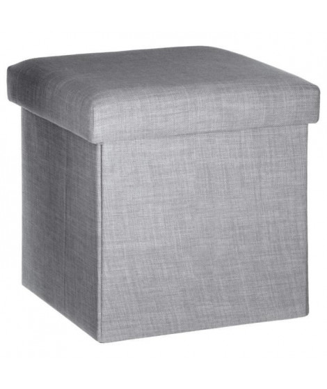 Pouf pliable Tomaz - Gris clair - L 37,5 x P 37,5 x H 38,3 cm