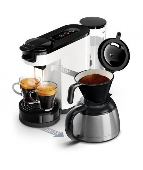 PHILIPS SENSEO Switch HD6592/01 Machine a café a dosette ou filtre - Verseuse isotherme - 1 L - Blanc