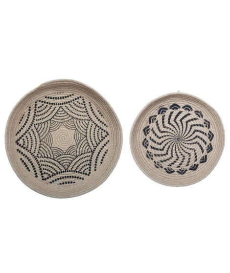 Lot de 2 Déco Murale - Panier Jute - Ø50 x 5,4 cm - Beige