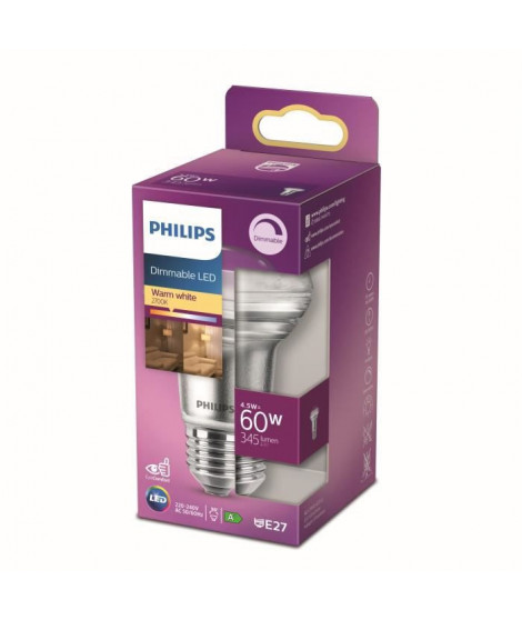 Philips Ampoule LED Equivalent 60W E27 Blanc chaud Dimmable