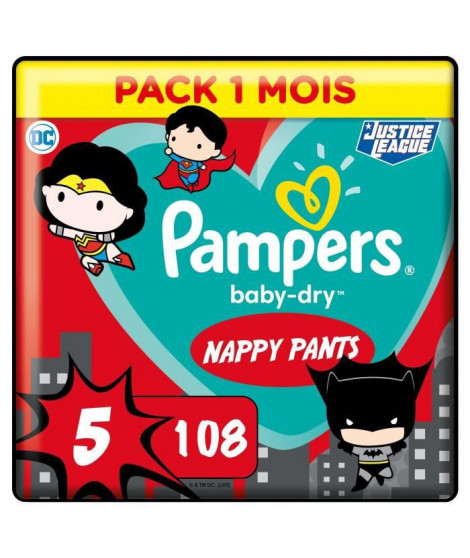 PAMPERS Couches-culottes Baby-Dry Pants Taille 5 - 27 culottes - Pack 1 Mois